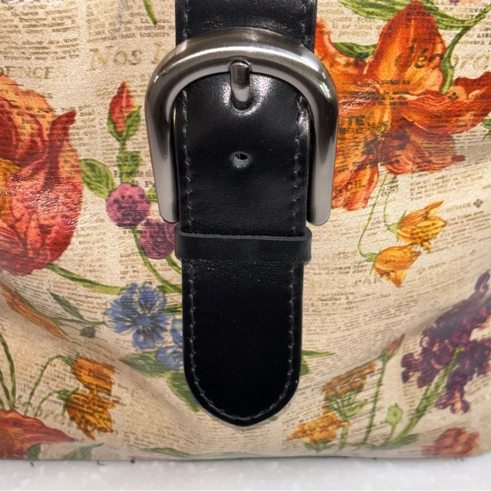 Patricia Nash Torri Crossbody Parisian Newspaper Floral Leather Dust Bag - Picture 3 of 13